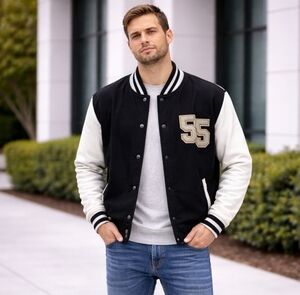 Jay Walker Size M Black and White Varsity Jacket with 55 Patch